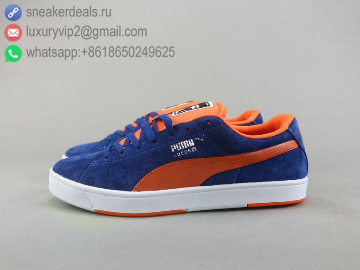 Puma Suede S Modern Tech Unisex Shoes Low Classic Blue Orange Leather Size 36-45